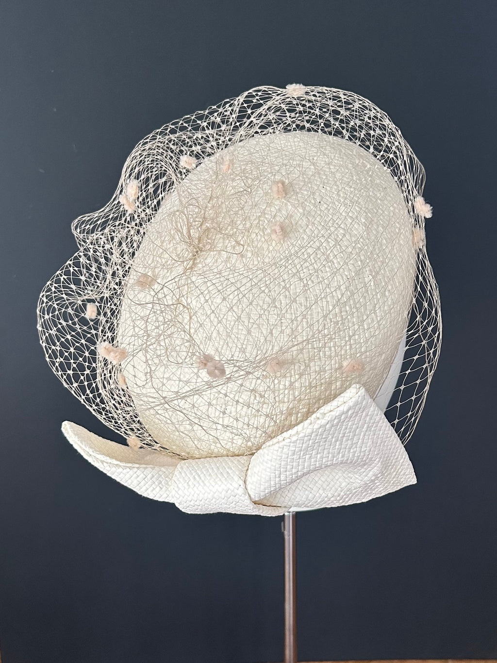 Cream Veiled Beret