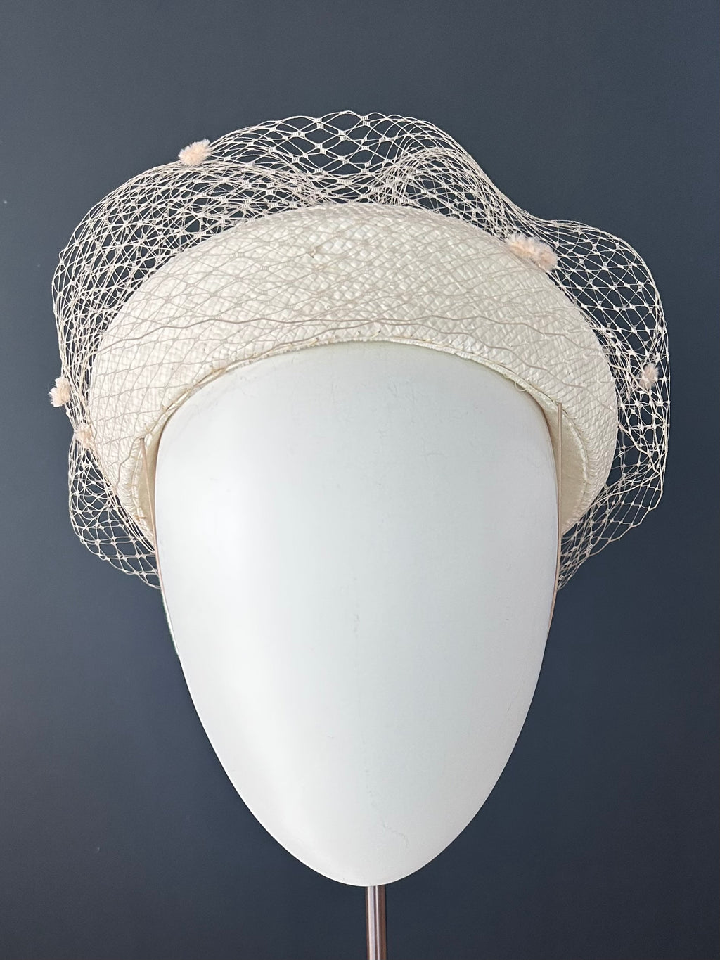 Cream Veiled Beret