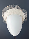 Cream Veiled Beret
