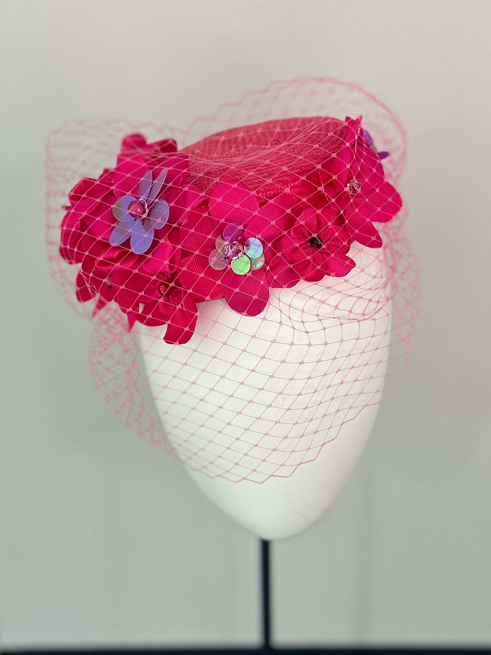 Hot Pink Floral Pillbox